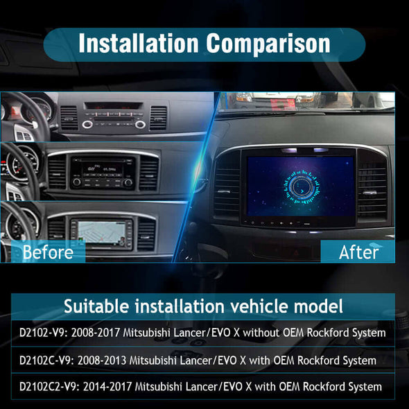 Car Radio installation for Mitsubishi Lancer EVO X 