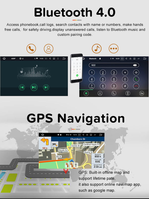 Android 8.0 head unit bluetooth and gps navigation function